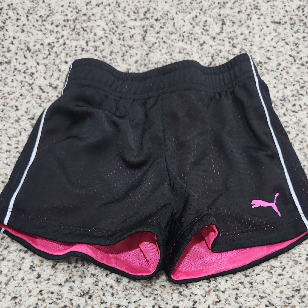 Puma Toddler Girls Black Shorts with Pink Highlights